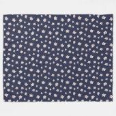 Kirschblüten-Blütenmuster auf Dunkelblau Fleecedecke (Vorderseite (Horizontal))