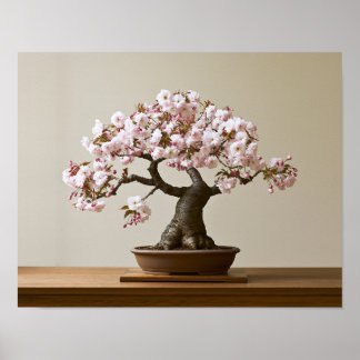 Kirschblüten-Bonsai-Kunstprint | Japanischer Frühl Poster