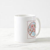 Kirschblüten-Briefmarkenillustration Kaffeetasse (VorderseiteRechts)