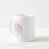 Kirschblüten-Briefmarkenillustration Kaffeetasse (Vorderseite Links)