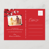 Kirschblüten Chic Chinese Wedding rettet das Datum Einladungspostkarte (Rückseite)