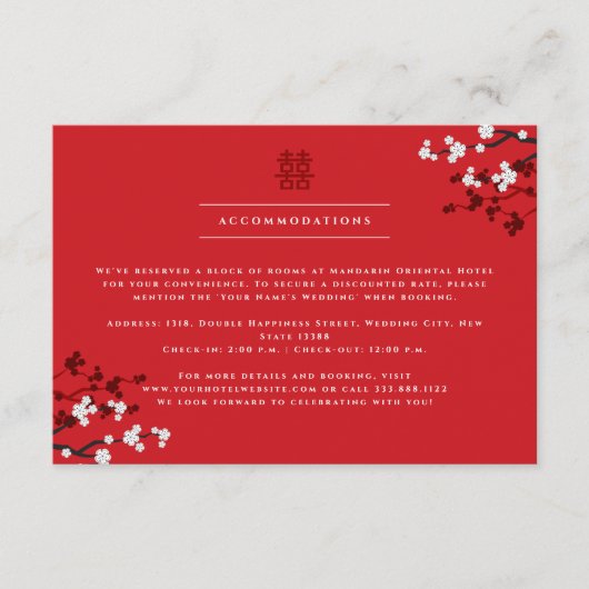 Kirschblüten & Chinesische Hochzeit mit doppeltem Begleitkarte (Vorderseite)