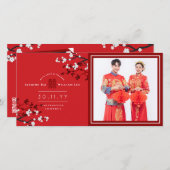 Kirschblüten & Chinesische Hochzeit mit doppeltem  Dankeskarte (Vorne/Hinten)