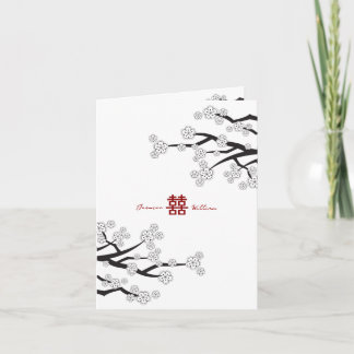 Kirschblüten & Chinesische Hochzeit mit doppeltem Dankeskarte