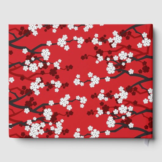 Kirschblüten & Chinesische Hochzeit mit doppeltem  Gästebuch (Rückseite)