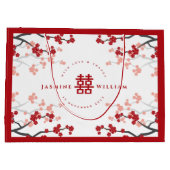Kirschblüten & Chinesische Hochzeit mit doppeltem  Große Geschenktüte (Rückseite)