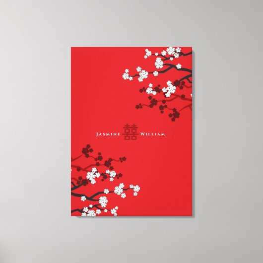 Kirschblüten & Chinesische Hochzeit mit doppeltem Leinwanddruck (Vorderseite)