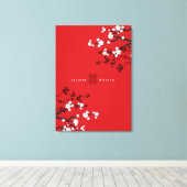 Kirschblüten & Chinesische Hochzeit mit doppeltem Leinwanddruck (Insitu (Holzboden))