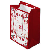 Kirschblüten & Chinesische Hochzeit mit doppeltem Mittlere Geschenktüte (Vorderseite Schrägansicht)