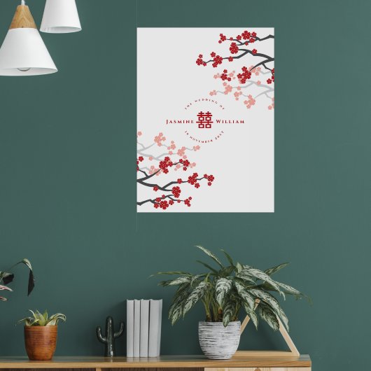 Kirschblüten & Chinesische Hochzeit mit doppeltem  Poster (Wohnzimmer 1)