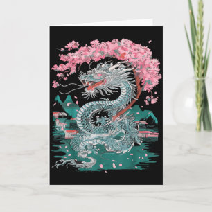 Kirschblüten chinesischer Drache Chinesisches Neuj Karte