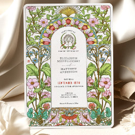 Kirschblüten & Cornblumen Jugendstil-Hochzeit Einladung