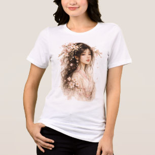 Kirschblüten-Dame Tri-Blend Shirt