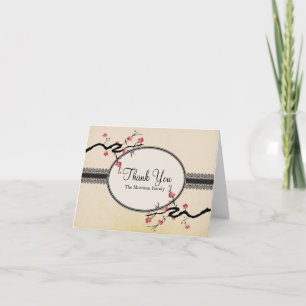 Kirschblüten-Dankeschön-Karte im Vintage-Stil Dankeskarte