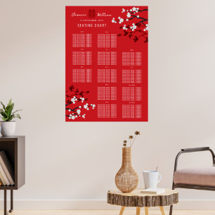 Kirschblüten Doppel Xi Asiatische Hochzeit Sitzpla Poster