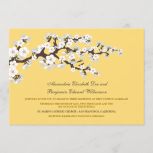 Kirschblüten Einladung zur Hochzeit (Zitrone)