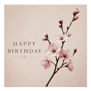 Kirschblüten-Eleganz Geburtstag Poster