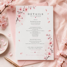 Kirschblüten-Eleganz Hochzeitsdetails Karte