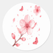 Kirschblüten-Eleganz Runder Aufkleber (Vorderseite)