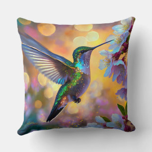 Kirschblüten-Fantasie-Kolibri Kissen