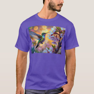 Kirschblüten-Fantasie-Sonnenaufgang Kolibri T-Shirt