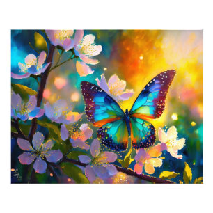 Kirschblüten-Fantasie-Sonnenaufgang-Schmetterling Fotodruck