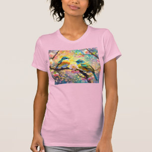 Kirschblüten-Fantasie-Sonnenaufgang-Singvögel T-Shirt