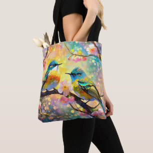 Kirschblüten-Fantasie-Sonnenaufgang-Singvögel Tasche