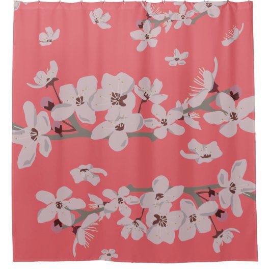 Kirschblüten Floating-Blume Duschvorhang (Vorderseite)