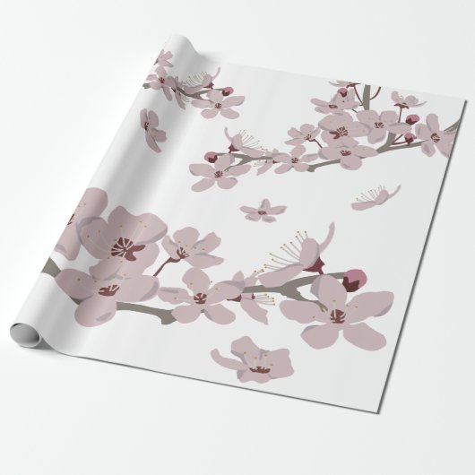 Kirschblüten Floating-Blume Geschenkpapier (Ungerollt)