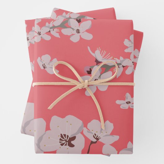 Kirschblüten Floating-Blume Geschenkpapier Set (Beispiel)