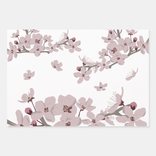 Kirschblüten Floating-Blume Geschenkpapier Set (Vorderseite 3)