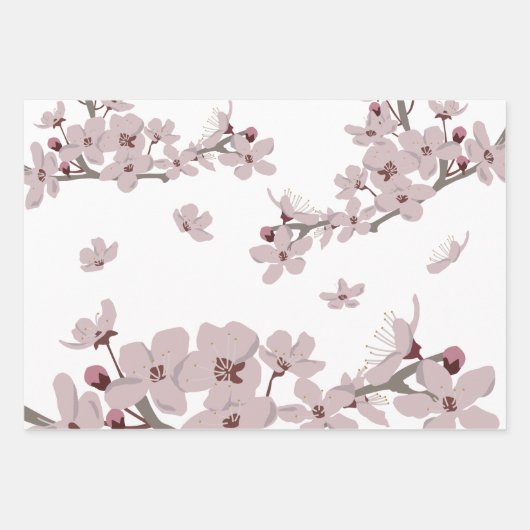 Kirschblüten Floating-Blume Geschenkpapier Set (Vorderseite 2)