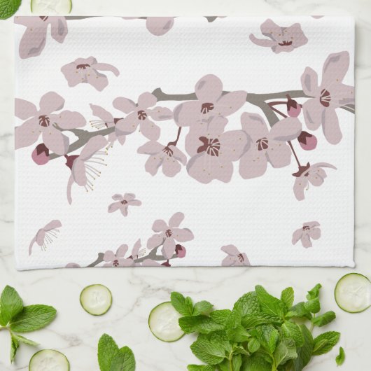 Kirschblüten Floating-Blume Geschirrtuch (Gefaltet)