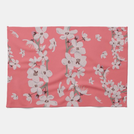 Kirschblüten Floating-Blume Geschirrtuch (Horizontal)