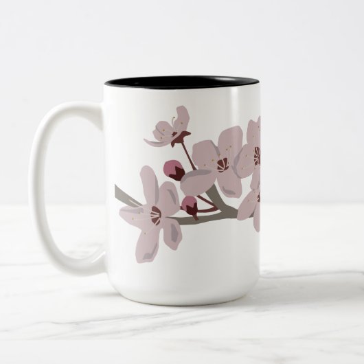 Kirschblüten Floating-Blume Zweifarbige Tasse (Links)