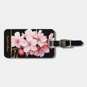 Kirschblüten Floral Schwarz Anpassbare Gepäckanhän Gepäckanhänger