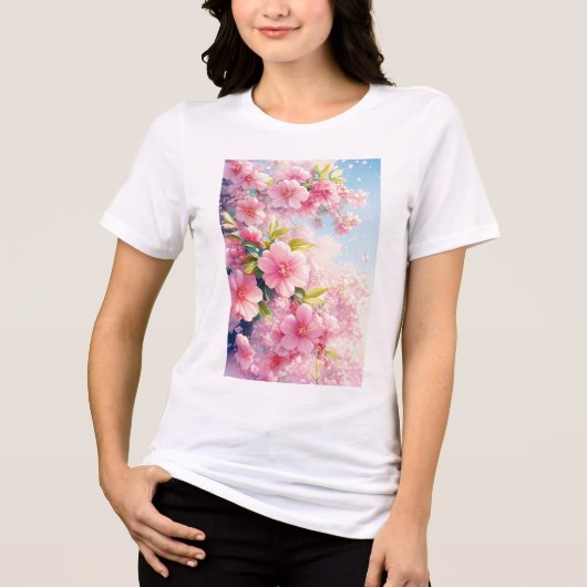 Kirschblüten flüstern vom Frühling Tri-Blend Shirt (Vorderseite)
