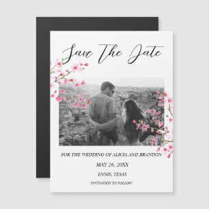 Kirschblüten-Foto-Hochzeit-Script-Magnet Magnetkarte