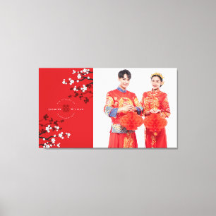 Kirschblüten & Foto zum Hochzeitsfeiern Leinwanddruck