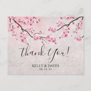 Kirschblüten-Frühlings-Blumen-Hochzeits-Dankeschön Postkarte