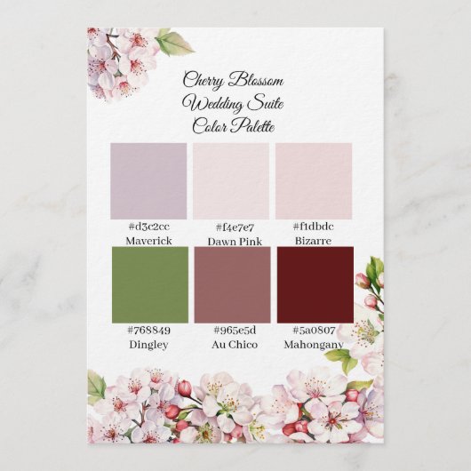 Kirschblüten-Frühlingsfarbpalette  Einladung (Vorderseite)