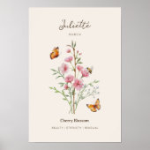 Kirschblüten-Geburtsmonatsblumenposter Poster (Vorne)