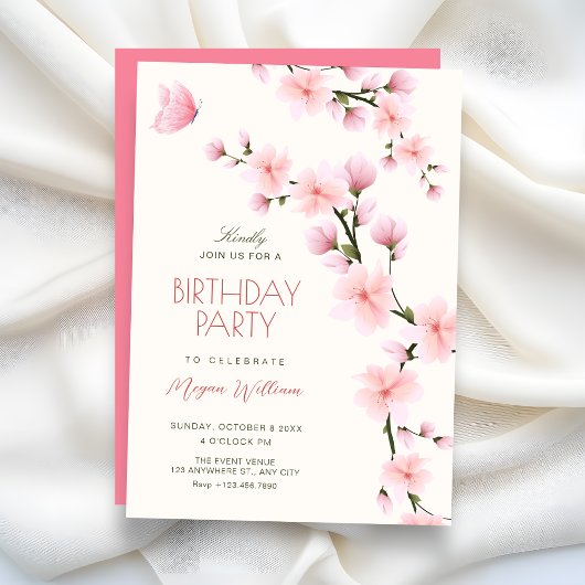 Kirschblüten-Geburtstag Einladung