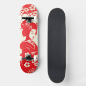Kirschblüten-Geisha II Skateboard (Vorderseite)