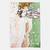 Kirschblüten-Geisha-Miezekatze Handtuch (Vertikal)