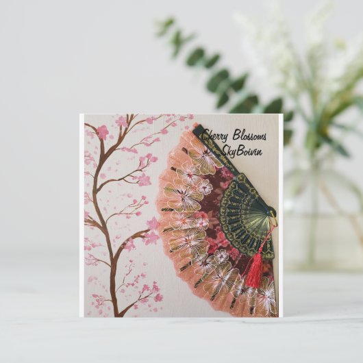 Kirschblüten gemischten Medienkunst Magnet (Stehend Vorderseite)