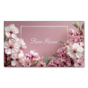 Kirschblüten-Goldrahmen Staubige Rose Floral Magnetische Visitenkarte