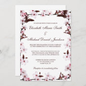 Kirschblüten-Grenzhochzeit Einladung (Vorne/Hinten)