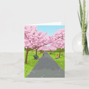 Kirschblüten-Grußkarte mit Parkblick Karte